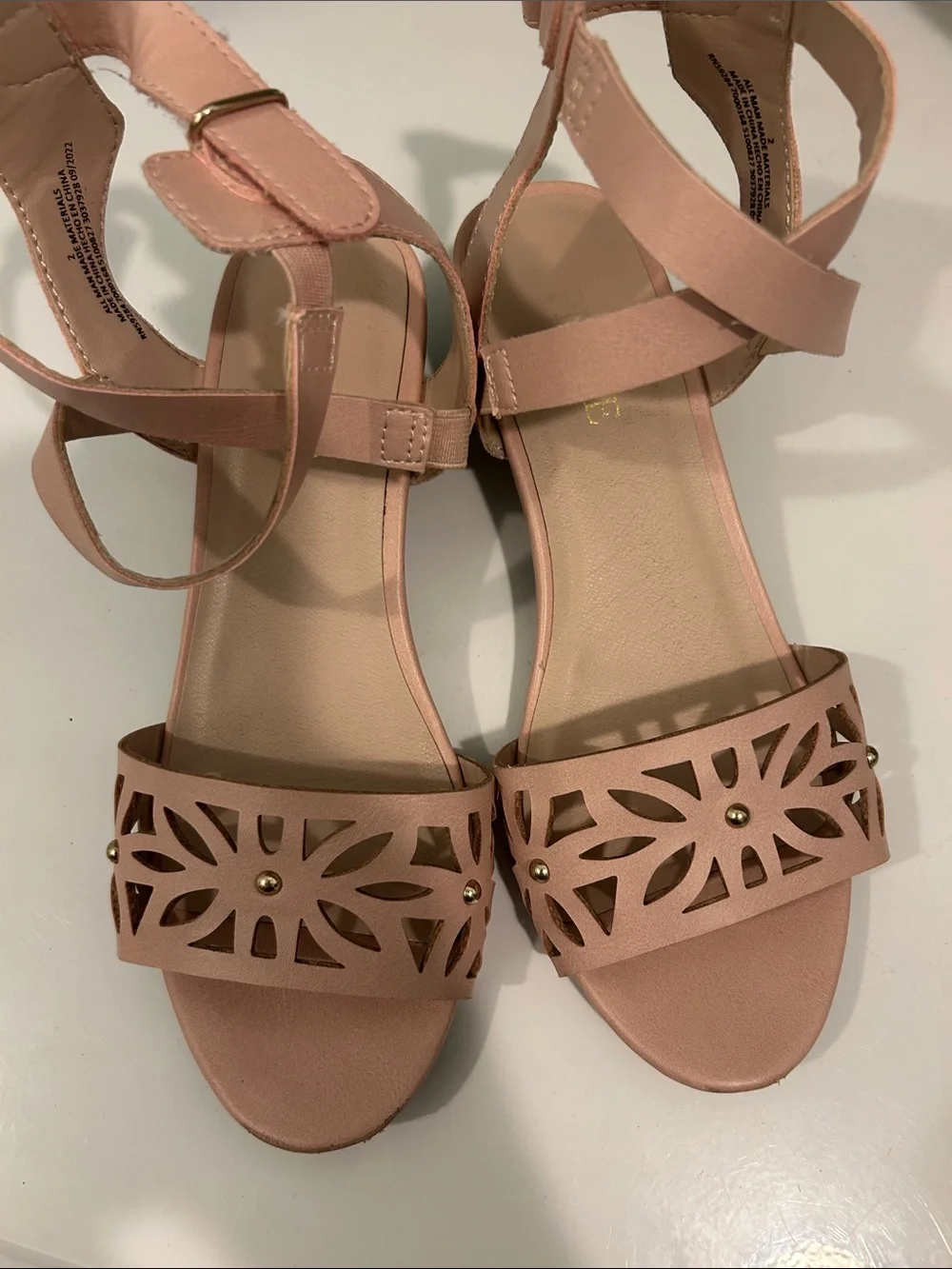 The Children's Place Blush Pink Cutout Ankle-Strap Sandals